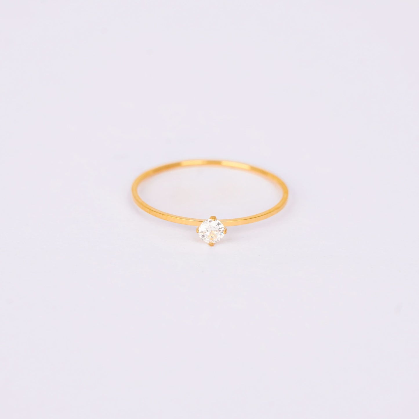 Dainty Dewdrop Micro-Band Ring – ultra-thin stackable dewdrop accent ring in 18K gold plated finish-3
