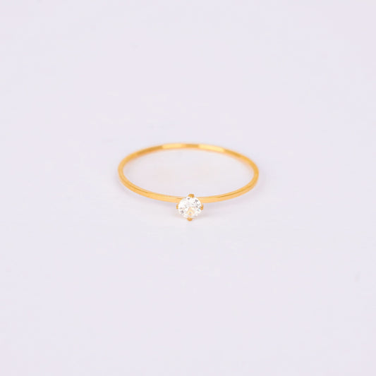 Dainty Dewdrop Micro-Band Ring – ultra-thin stackable dewdrop accent ring in 18K gold plated finish-3