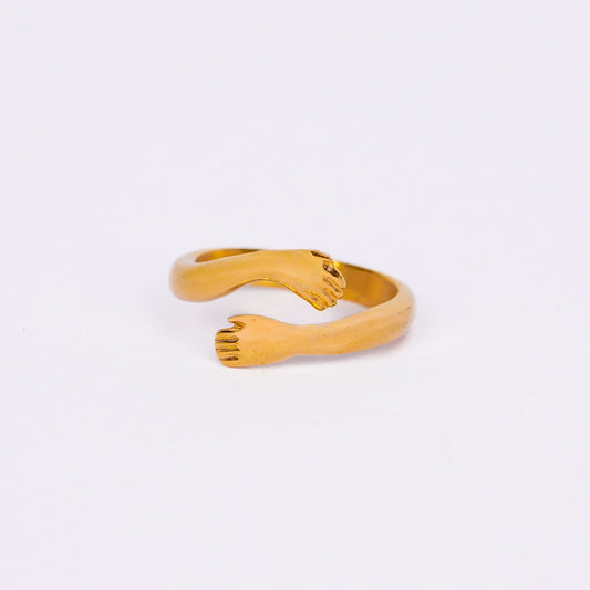 Deep Embrace Ring – sculptural opening-style gold plated ring in PVD 18K finish for women-3