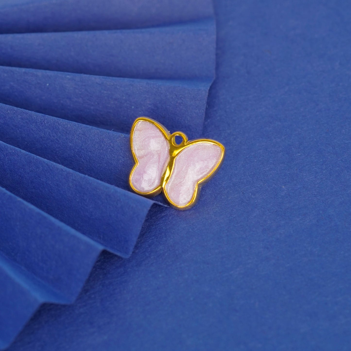Delicate Pink Butterfly Gold Pendant Necklace – pink enamel butterfly charm in 18K gold plated finish for women-2