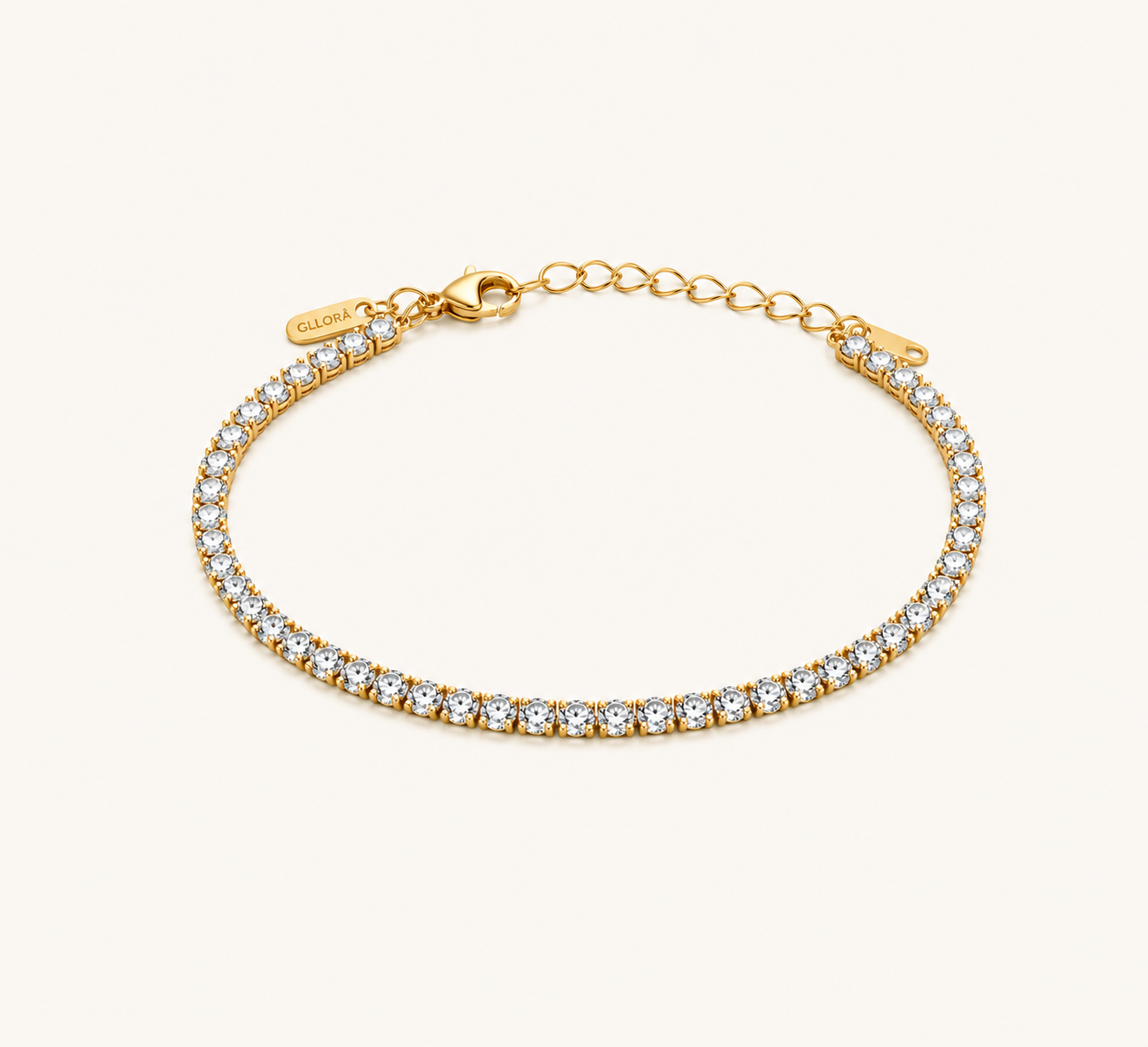 Diamond River Tennis Bracelet – flowing crystal-set tennis-link bracelet in 18K gold plated finish for women-2