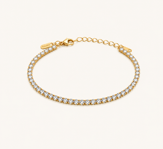 Diamond River Tennis Bracelet – flowing crystal-set tennis-link bracelet in 18K gold plated finish for women-2