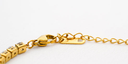 Diamond River Tennis Bracelet – flowing crystal-set tennis-link bracelet in 18K gold plated finish for women-3