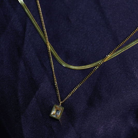 Double Heart Layered Diamond Necklace – layered double heart crystal pendant necklace in 18K gold plated finish-6