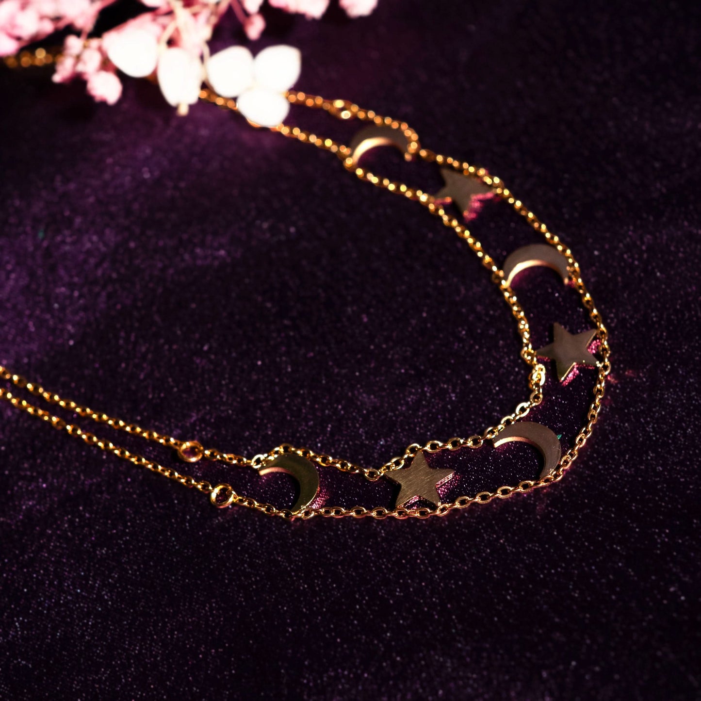 Double Layer Upper Neck Statement Necklace – bold double-layer choker necklace in 18K gold plated finish-4