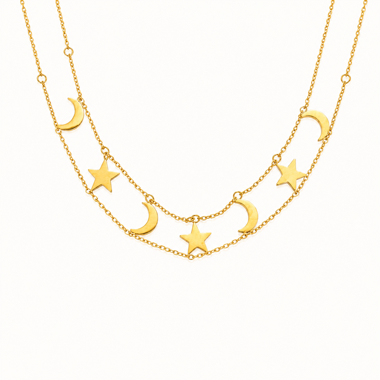 Double Layer Upper Neck Statement Necklace – bold double-layer choker necklace in 18K gold plated finish