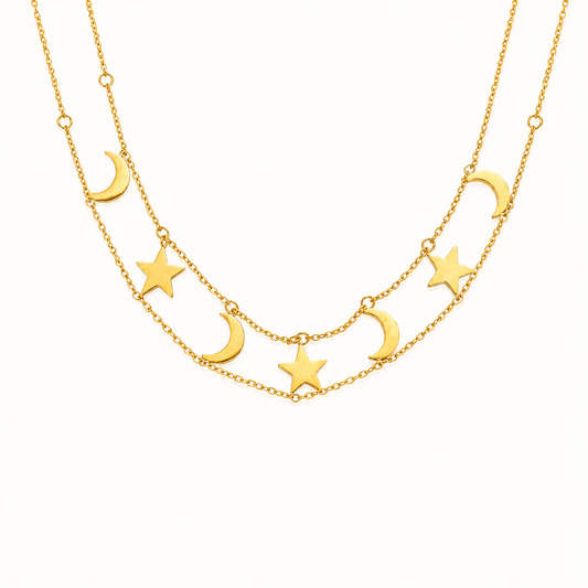 Double Layer Upper Neck Statement Necklace – bold double-layer choker necklace in 18K gold plated finish