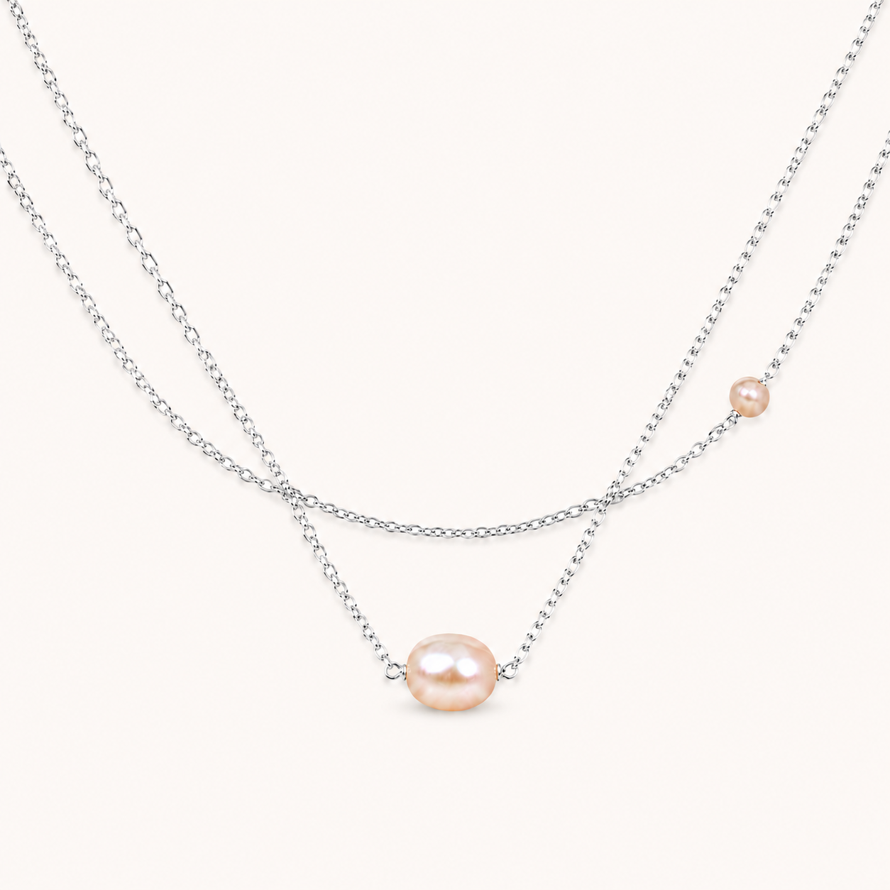 Double Pearl Grace Necklace – twin freshwater pearl pendant on a gold plated chain for women