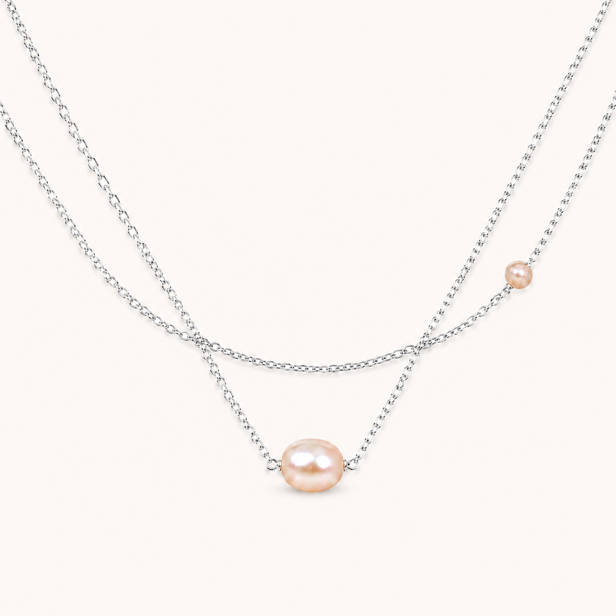 Double Pearl Grace Necklace – twin freshwater pearl pendant on a gold plated chain for women