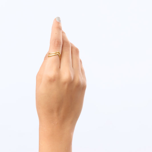 Dual-Texture Heart Infinity Band Ring – heart-accented infinity band ring in dual-texture 18K gold plated finish-2