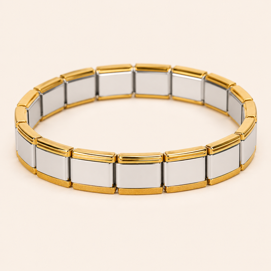 Dual-Tone Prestige Link Bracelet – gold and silver-tone contrast link chain bracelet for women