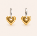 Dual-Tone Sculpted Heart Stud Earrings