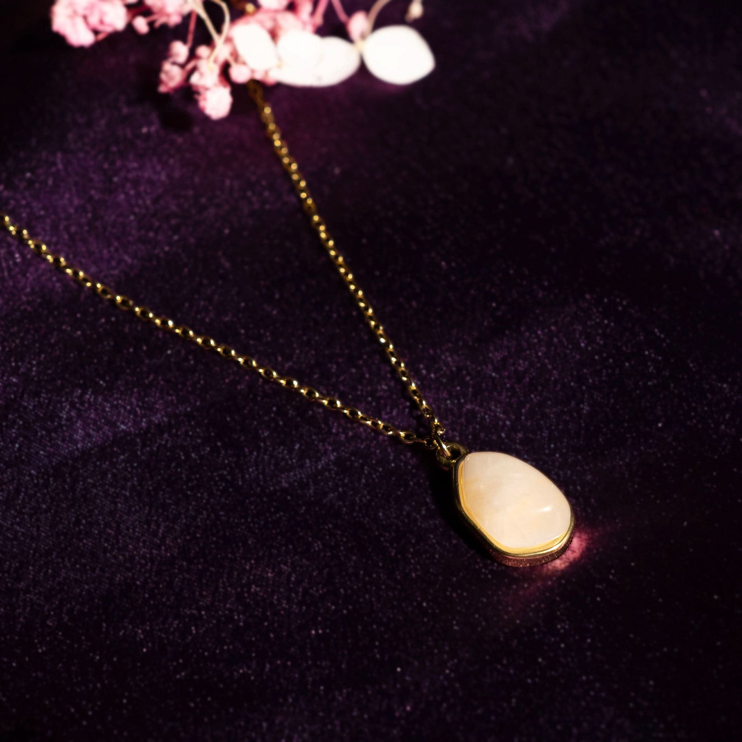 Earth Stone Geometry Necklace – geometric earth-tone stone pendant necklace in 18K gold plated finish for women-5