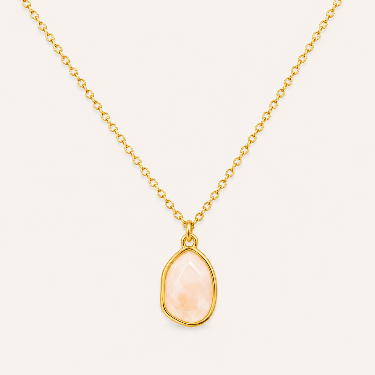 Earth Stone Geometry Necklace – geometric earth-tone stone pendant necklace in 18K gold plated finish for women