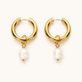 Edge Baroque Pearl Drop Hoop Earrings