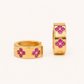 Edge Clover Crystal Huggie Hoop Earrings