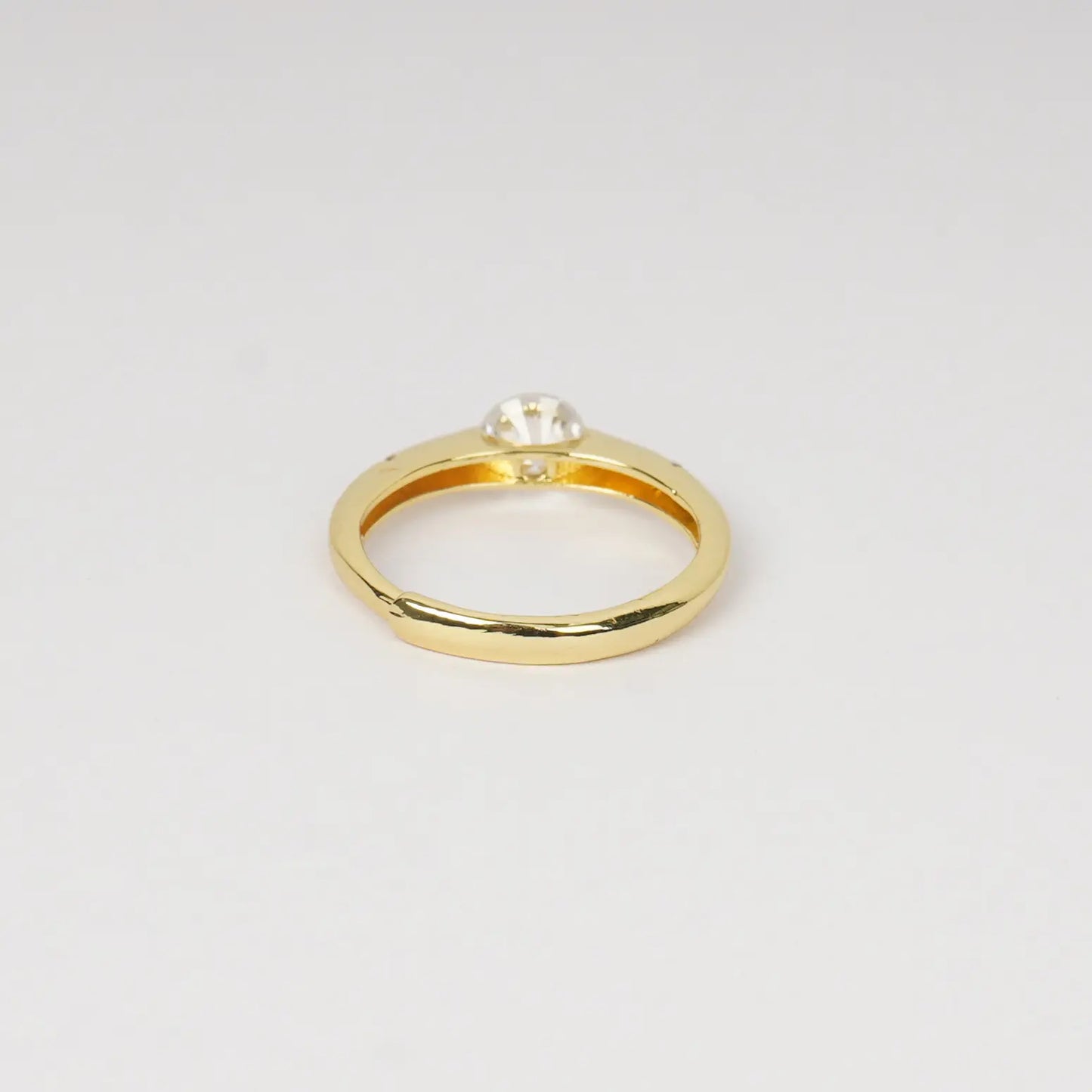 Edge Crystal Open Ring – crystal-set adjustable open-band ring in 18K gold plated finish for women-3