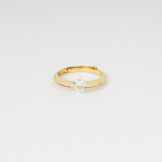 Edge Crystal Open Ring – crystal-set adjustable open-band ring in 18K gold plated finish for women-4