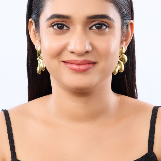 Edge Floral Butterfly Geometric Stud Earrings – tropical floral butterfly design gold plated stud earrings-4