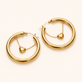 Edge Heart Charm Statement Hoop Earrings
