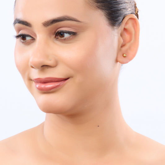 Edge Round Ball Stud Earrings – gold ball stud earrings in 3mm to 6mm sizes, 18K gold plated, Edge Collection-3