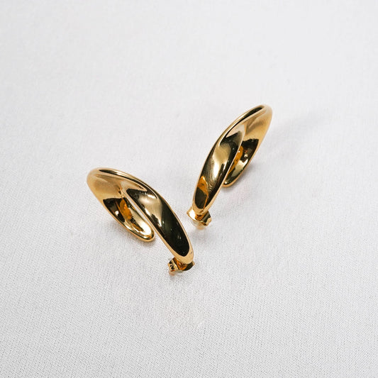 Edge Sculptural Open-Arc Drop Earrings – tapered sweeping curve sculptural gold drop earrings from Edge Collection-3