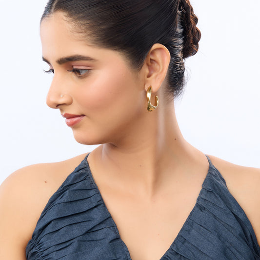 Edge Sculptural Open-Arc Drop Earrings – tapered sweeping curve sculptural gold drop earrings from Edge Collection-4
