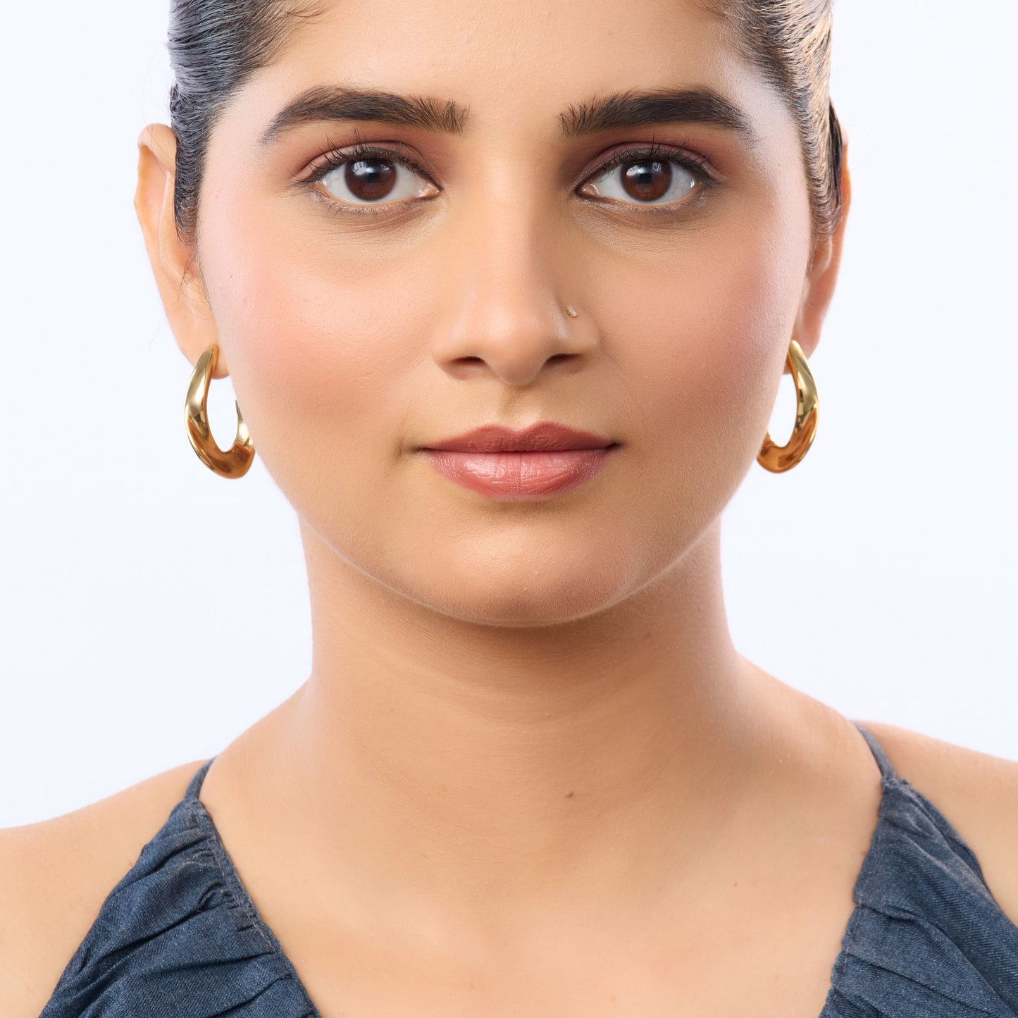 Edge Sculptural Open-Arc Drop Earrings – tapered sweeping curve sculptural gold drop earrings from Edge Collection-5
