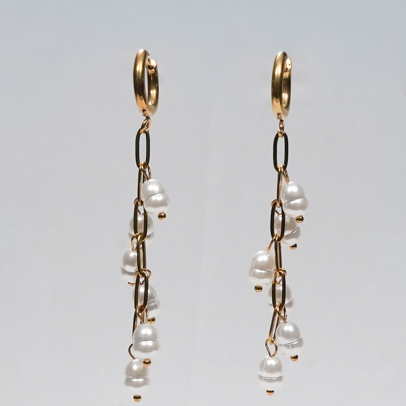 Edge Vine Baroque Pearl Chain Drop Earrings – gold vine and baroque pearl chain drop earrings for women-3