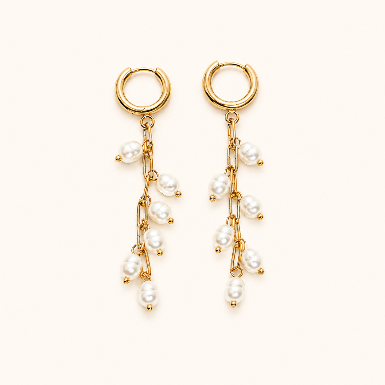 Edge Vine Baroque Pearl Chain Drop Earrings – gold vine and baroque pearl chain drop earrings for women