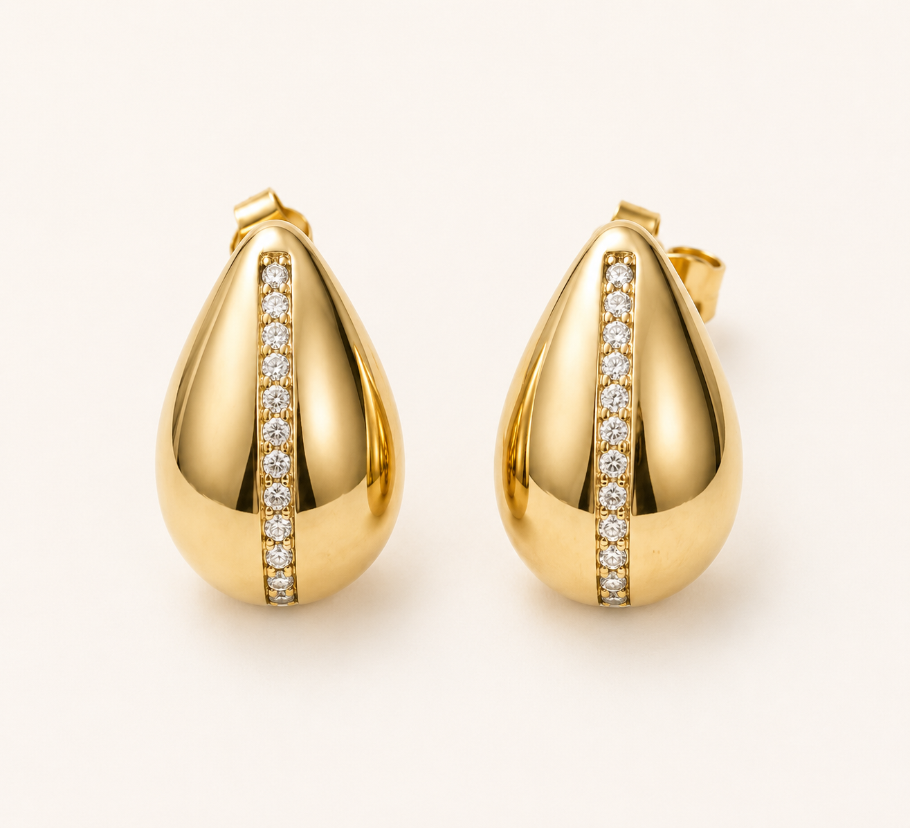 Edge Waterdrop Stud Earrings – smooth waterdrop gold plated stud earrings for women, Edge Collection-2