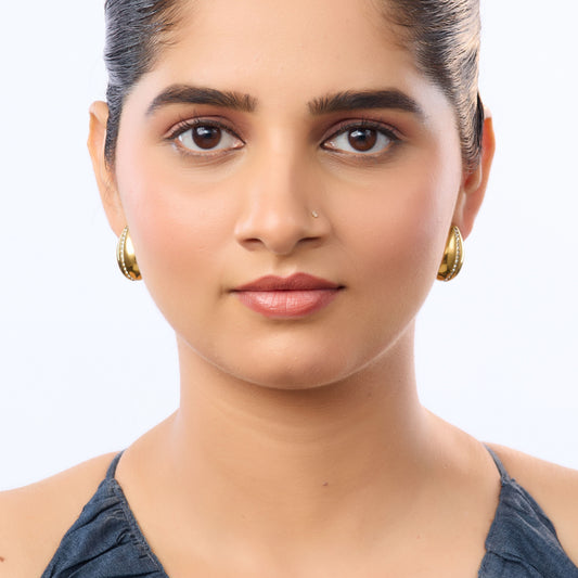 Edge Waterdrop Stud Earrings – smooth waterdrop gold plated stud earrings for women, Edge Collection-6