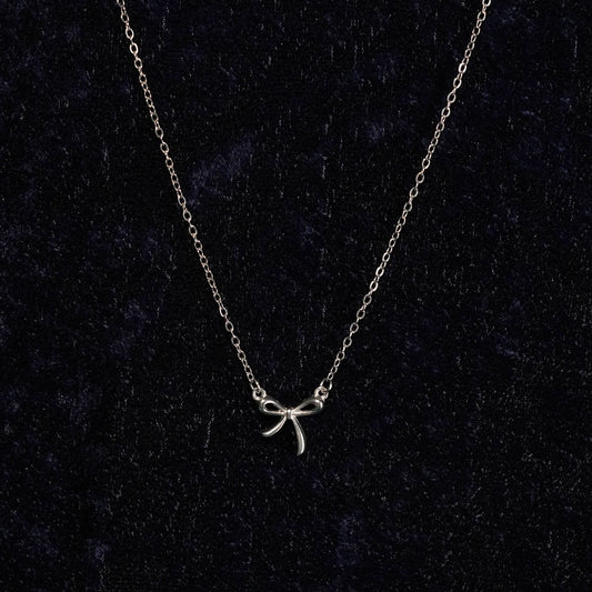 Elara Bow Knot Chain Necklace – slim gold link chain with bow knot accent, adjustable, 18K gold plated-5