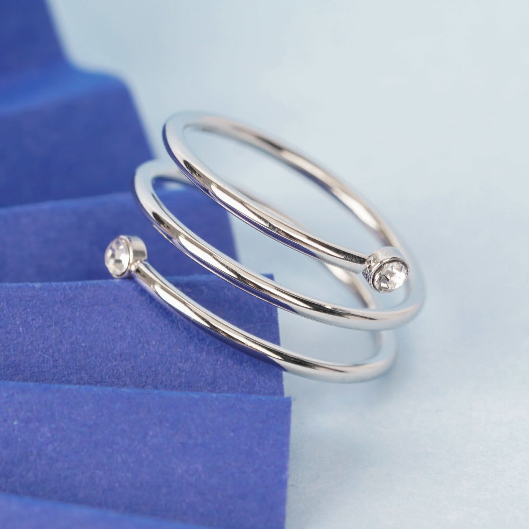 Elegant Double Coil Silver Ring – double coil band ring in silver-tone plated finish for women-2