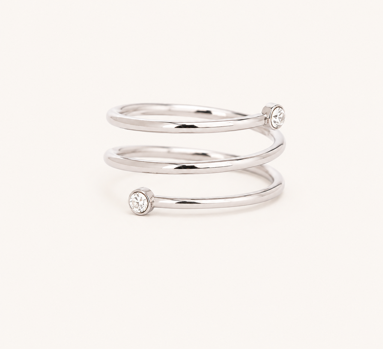Elegant Double Coil Silver Ring – double coil band ring in silver-tone plated finish for women