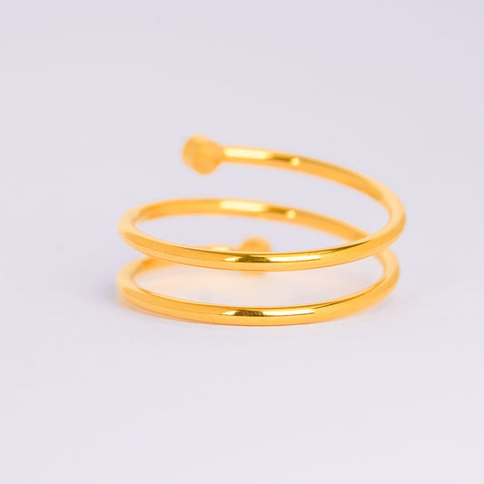 Elegant Double Loop Crystal Ring – crystal-accented double loop open ring in 18K gold plated finish for women-3