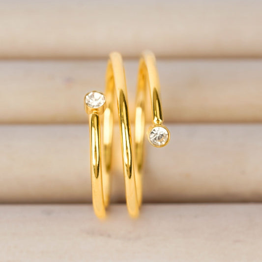 Elegant Double Loop Crystal Ring – crystal-accented double loop open ring in 18K gold plated finish for women-5