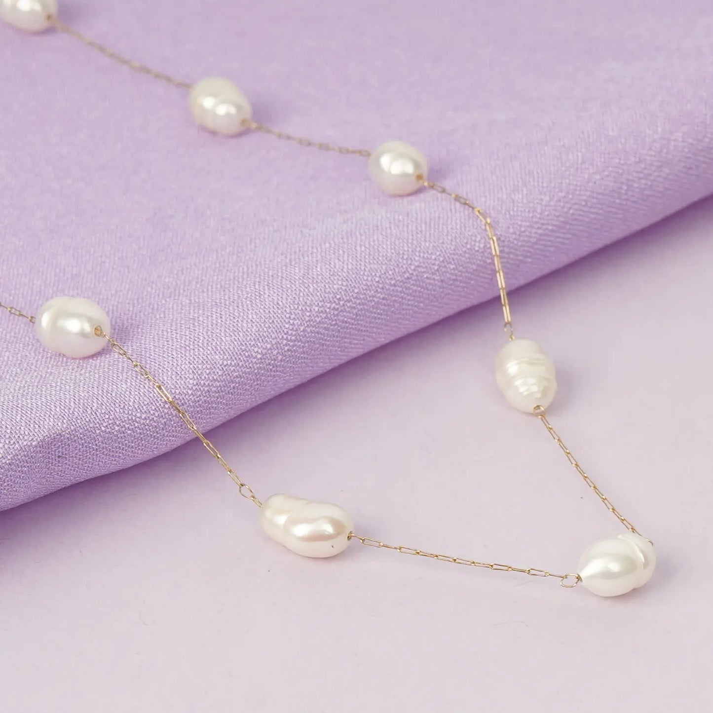 Elegant Freshwater Pearl Chain Necklace – freshwater pearl on a delicate gold chain necklace for women-2