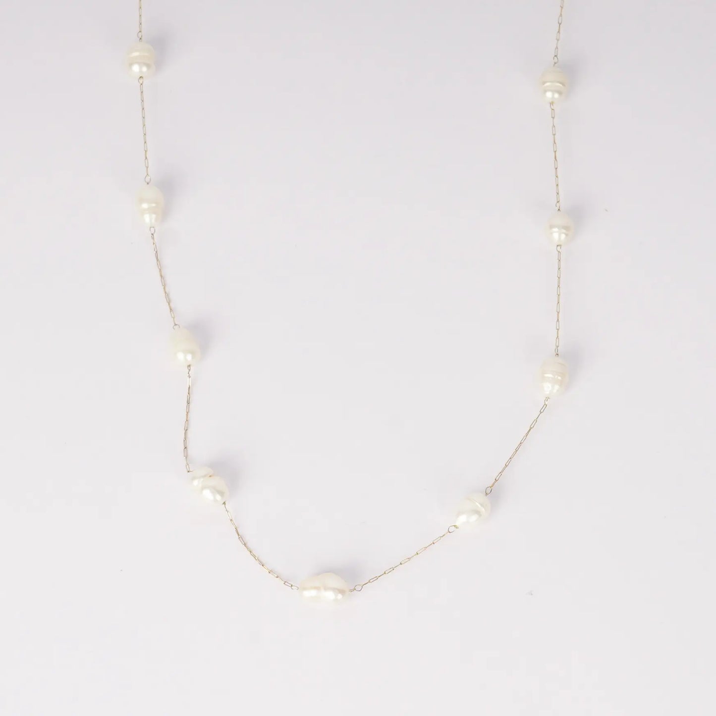 Elegant Freshwater Pearl Chain Necklace – freshwater pearl on a delicate gold chain necklace for women-3