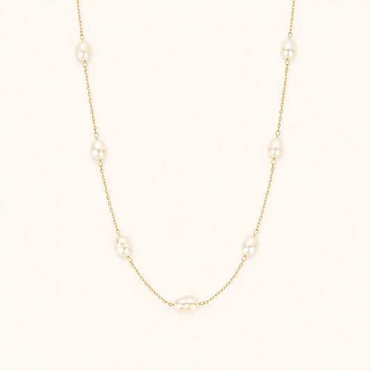 Elegant Freshwater Pearl Chain Necklace – freshwater pearl on a delicate gold chain necklace for women