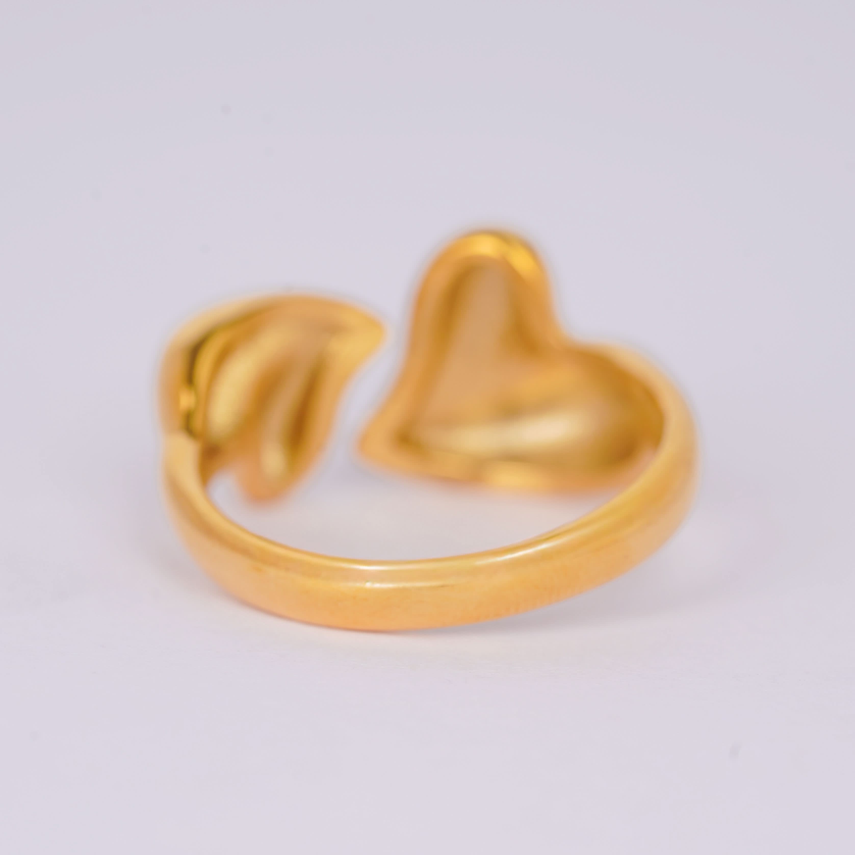 Elegant Open Heart Ring – sculpted open-heart adjustable gold plated ring for women-2