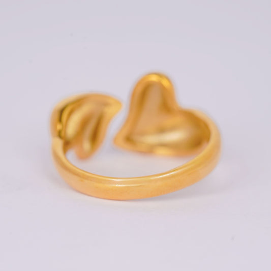 Elegant Open Heart Ring – sculpted open-heart adjustable gold plated ring for women-2