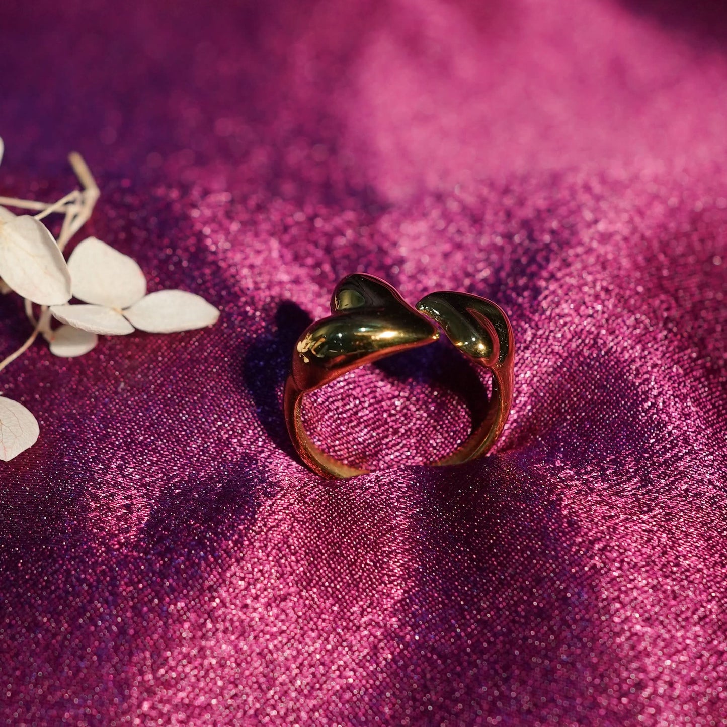 Elegant Open Heart Ring – sculpted open-heart adjustable gold plated ring for women-5