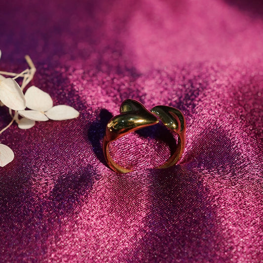Elegant Open Heart Ring – sculpted open-heart adjustable gold plated ring for women-5