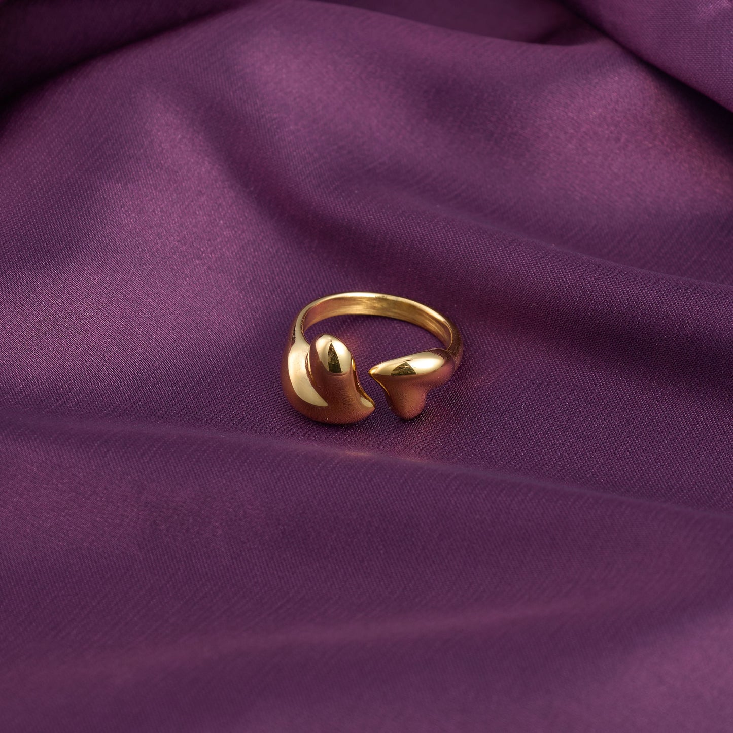 Elegant Open Heart Ring – sculpted open-heart adjustable gold plated ring for women-6