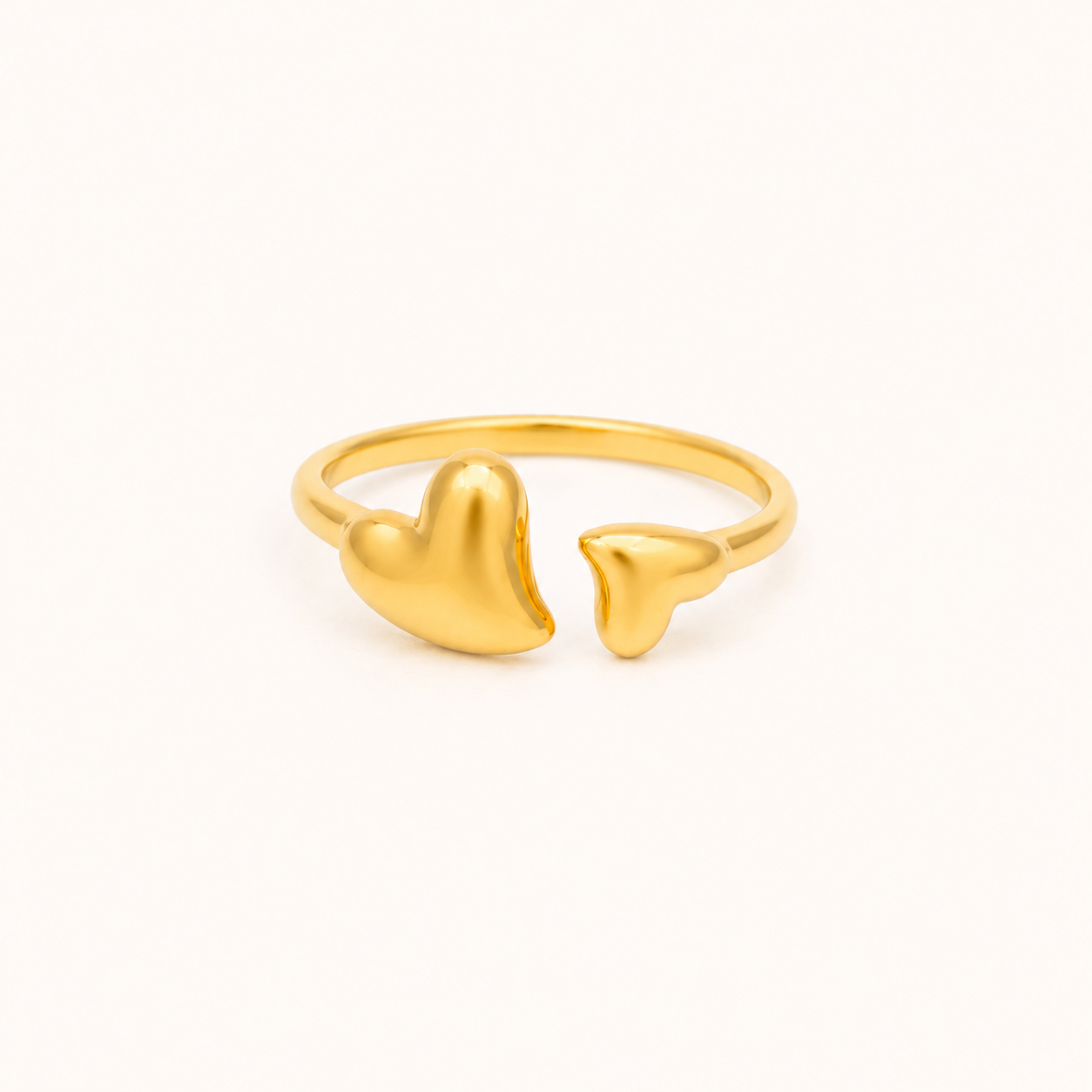 Elegant Open Heart Ring – sculpted open-heart adjustable gold plated ring for women