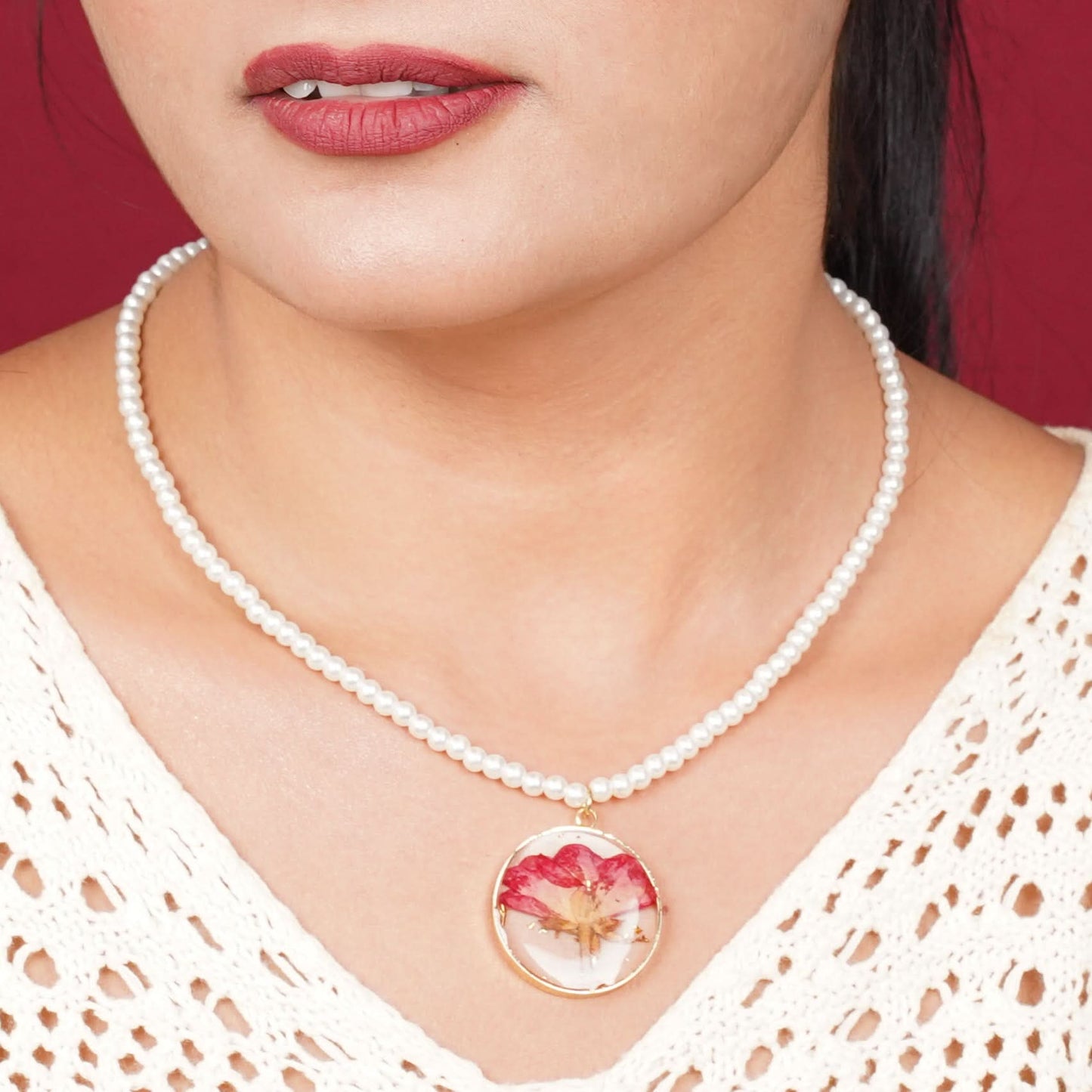 Eternal Flower Pearl Pendant Necklace – freshwater pearl in gold floral pendant necklace for women-4