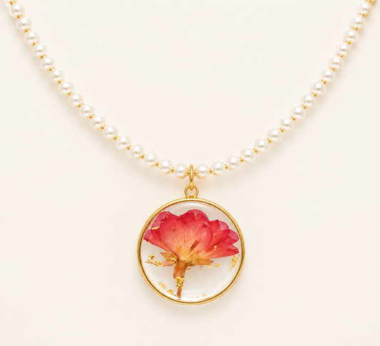Eternal Flower Pearl Pendant Necklace – freshwater pearl in gold floral pendant necklace for women