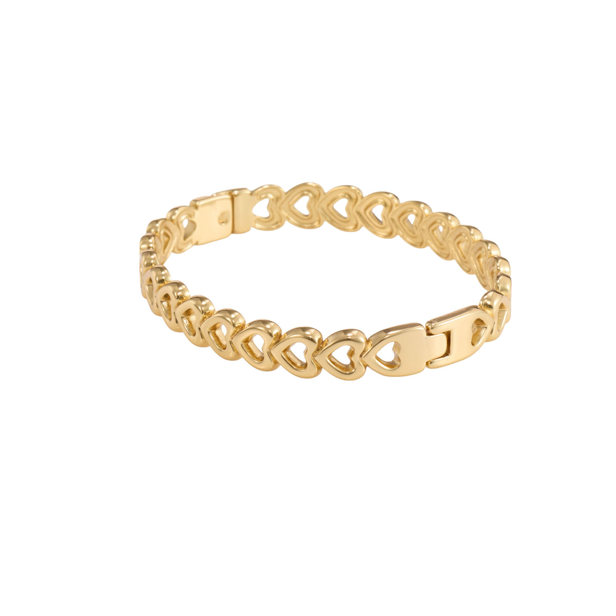 Eternal Heart Bangle – repeating heart motif gold plated bangle for women-7