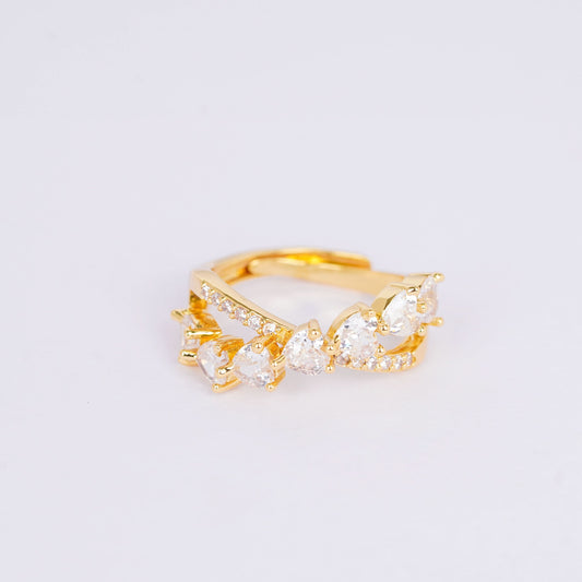 Eternal Heart Tiara Ring – crown-style tiara arch ring with heart detailing in 18K gold plated finish for women-2